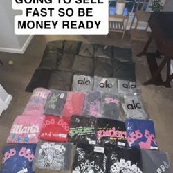 spider hoodies, essentials fear of god, alo yoga full sets