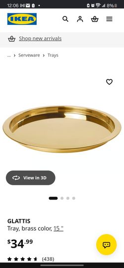 IKEA Round Brass Serving Tray 15"