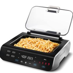 Gourmia Smokeless Indoor Grill & Air Fryer raclette grill with Smoke Extracting Technology Extra-Large