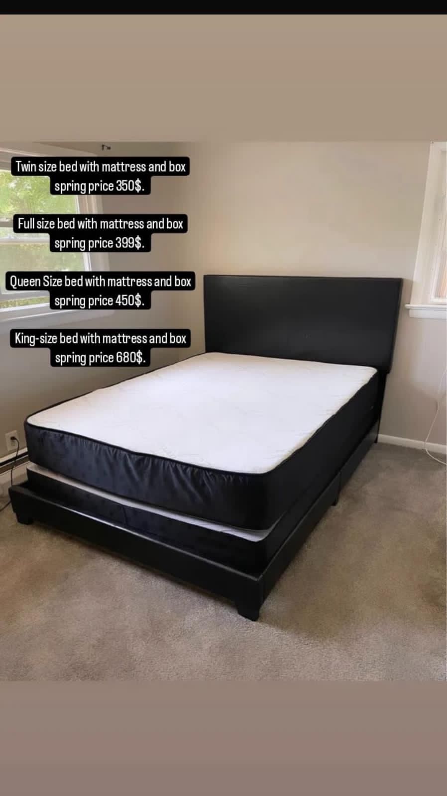 Brand New Complete Bed With Orthopedic Mattress For $349