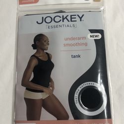 Jockey essentials tank top under warm side panel wings smoothing silky  black. L