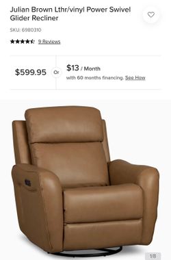 Julian Brown Lthr/vinyl Power Swivel Glider Recliner