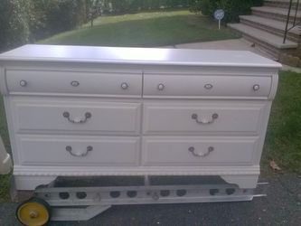 Long White Dresser 56” Long x 30” High x 18” Deep