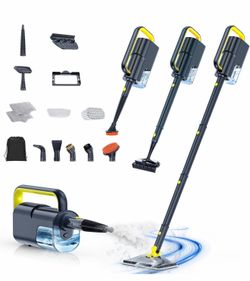 10-in-1 Steam Cleaner, Detachable Handheld Steam Mop for Multi-Surface Quick 10s Heat, 350ml Water Tank and 2-Level Steamer for Cleaning Floor, Window
