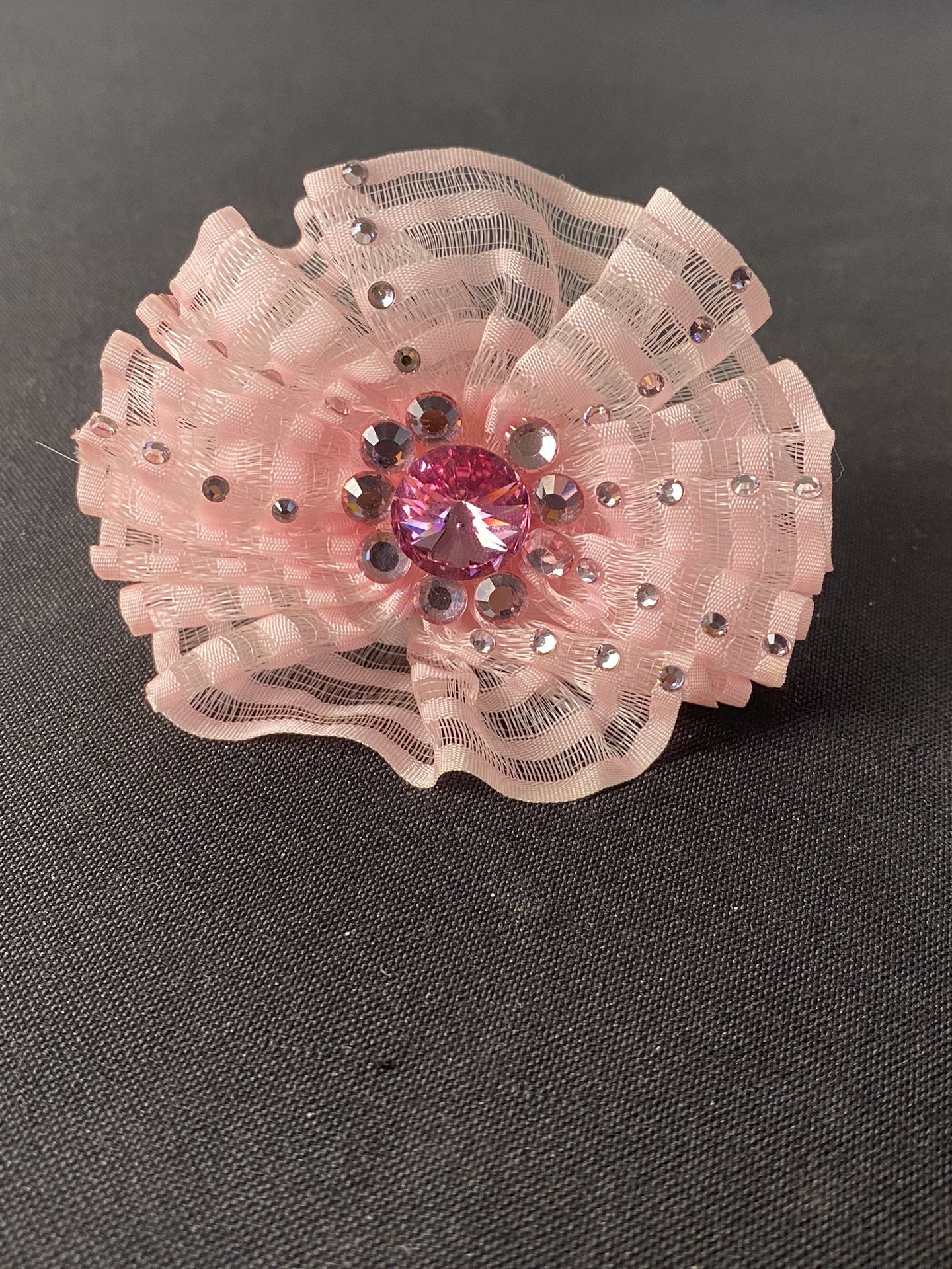 Vintage Tarina Tarantino Pink Small Bracelet or Round Hair Clip Brooch W/ Pink Swarovski Crystals (Rare) Retail: $40-$80