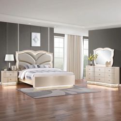 Brand New Stunning Beige 4 Piece Bedroom Set-AVAILABLE IN QUEEN AND KING SIZE