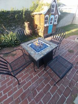 Outdoor Propane Fire Pit Table with Mosaic Tile Top