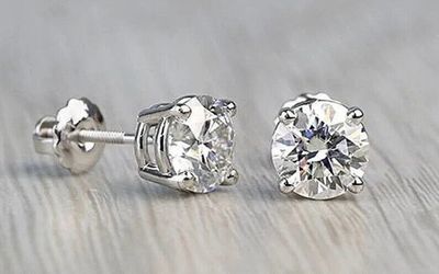 1carat studs 14kt white gold