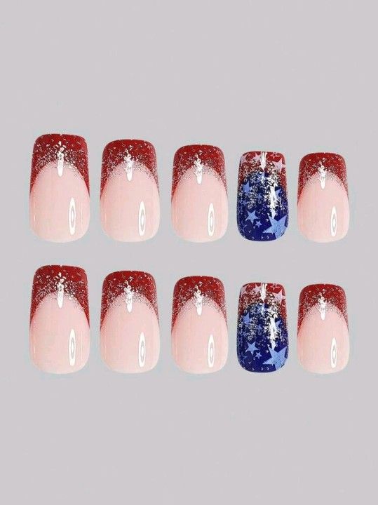 4th Of July Patriotic Press On Nails
