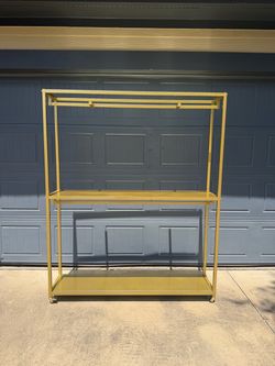 Gold Freestanding Clothes Rack with Shelves – Heavy Duty Boutique Garment Rack