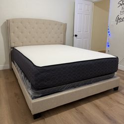Queen Bed Frame With Mattress Set $400