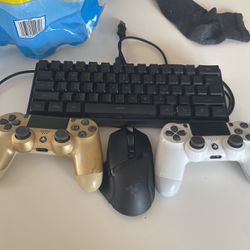Keyboard And Mouse With Two PlayStation Controllers For 100