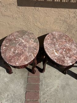Marble Tables with Red Cherry Wood base