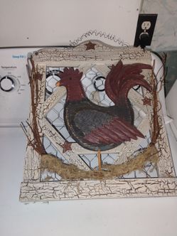 Hand carved rooster wall decoration