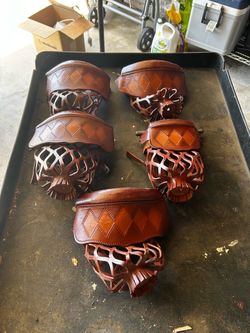 Set of 6 Leather Pool Table Pockets