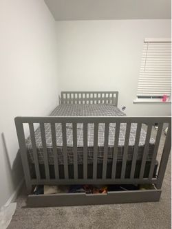 Full size bed mattress and dresser gray