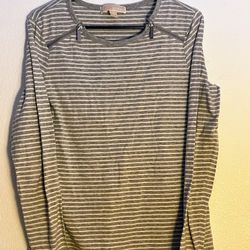 Michael Kors Top Blouse Size M Pullover Striped Long Sleeve