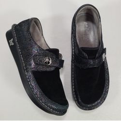 Alegria Brenna Moon Shadow Black Metallic Comfort Shoes Women Size 10