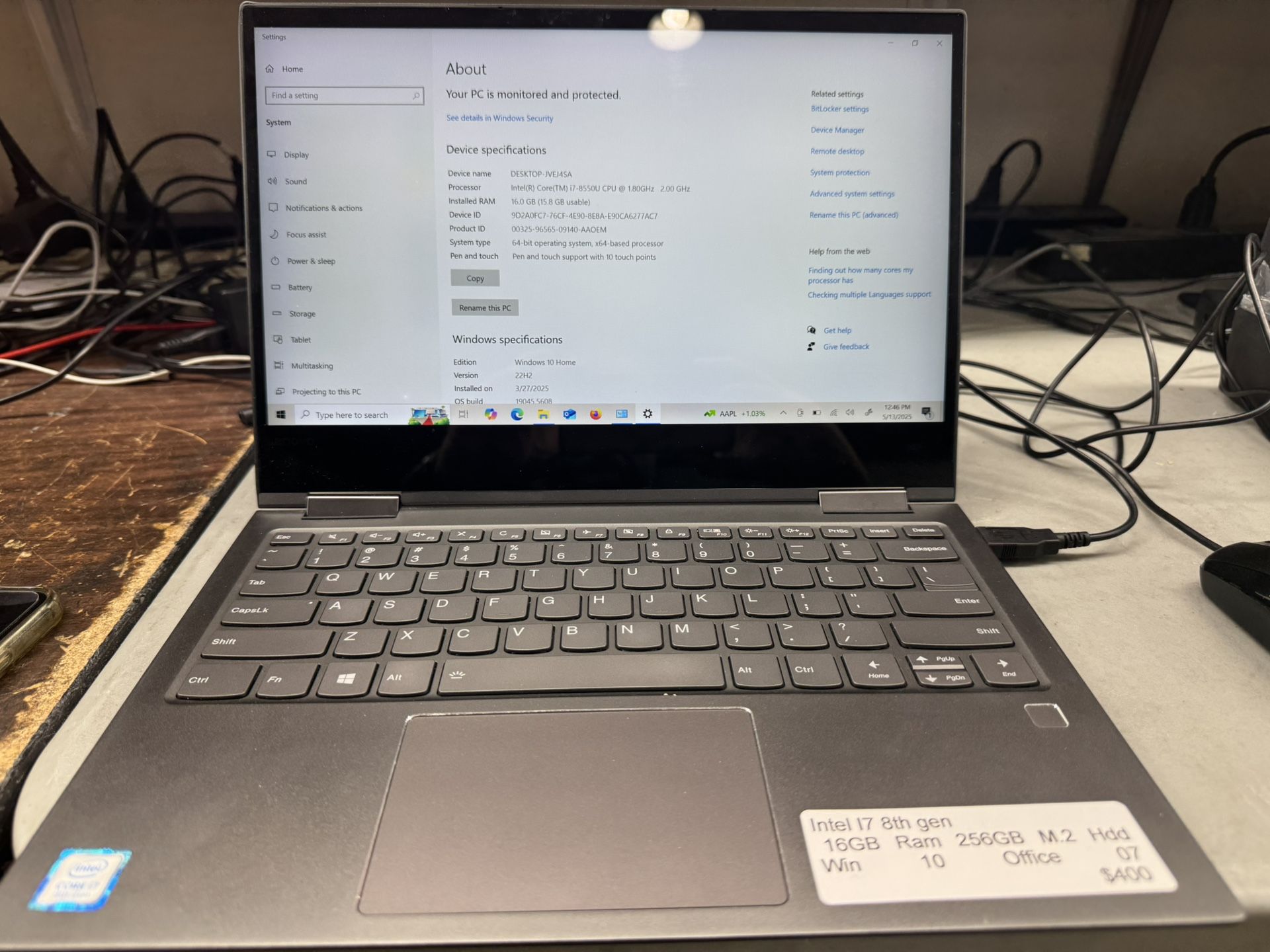 Lenovo Yoga Touch I7 8 Th Gen 16 Gb Ram 256 Gb Hdd windows 10 Office 07 90 Days Warranty