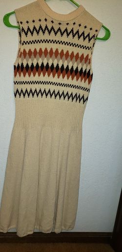 Vintage Handknit Wool Dress Small