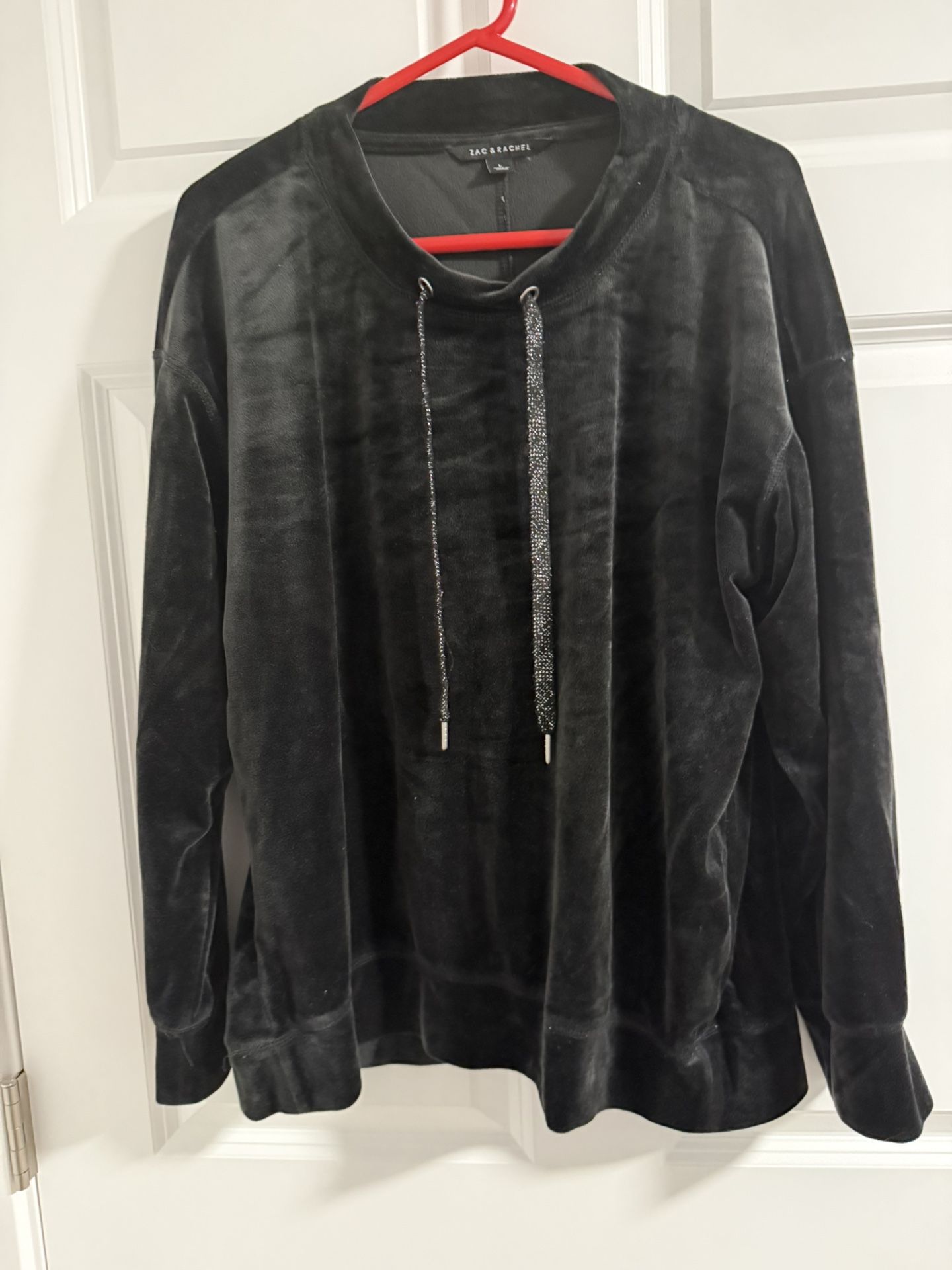 Woman’s Black Pullover Velour Top