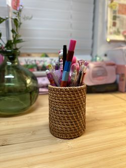 Rattan Pen Organizer, Pen Holder, Storage Box