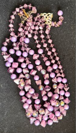 Amethyst triple strand necklace