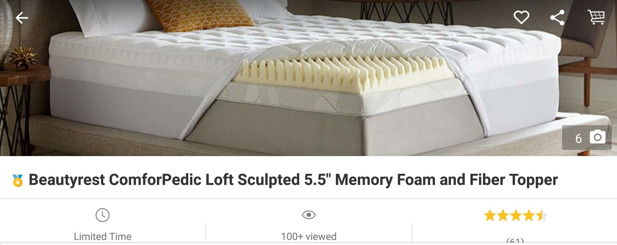 Comforpedic Loft - Sculpted 5.5" Memory Foam Fiber Topper - King