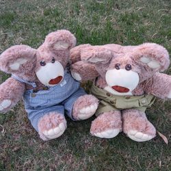 Vintage Xavier Roberts Dudley Furskin 23" Plush Teddy Bear 1984 Pair Beekeeper