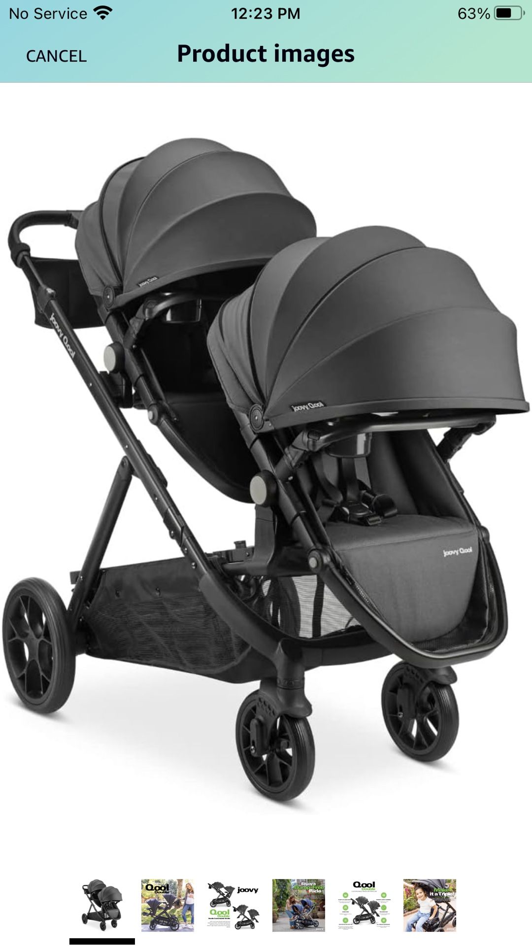 Joovy New Qool Double Stroller, Customizable Modular Stroller, Jet