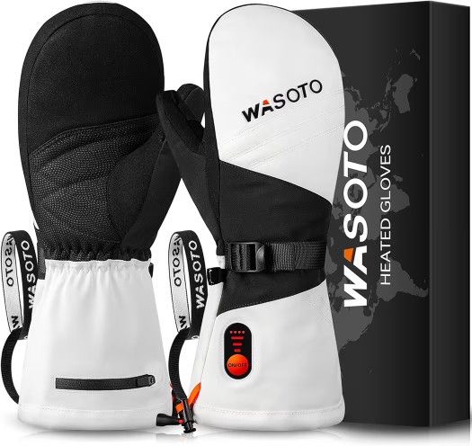 Heated Mittens Gloves for Women Men 7.4V Battery 22.2Wh Electric Rechargeable Waterproof Ski Gloves for Winter Outdoor Work Skiing Snowboarding Hiking