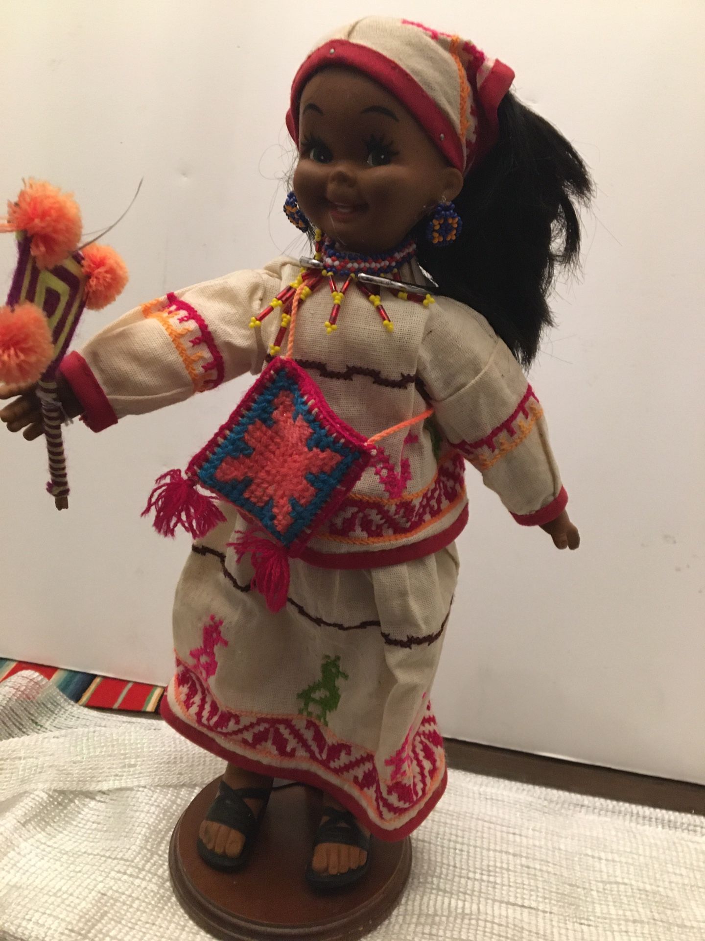 Vintage Huichol Doll From Mexico