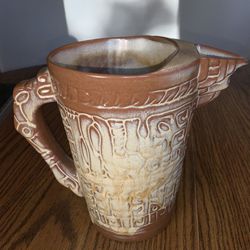 Vintage Frankoma Art Pottery Mayan Aztec 60 oz Pitcher 7D - Desert Gold Ice Lip