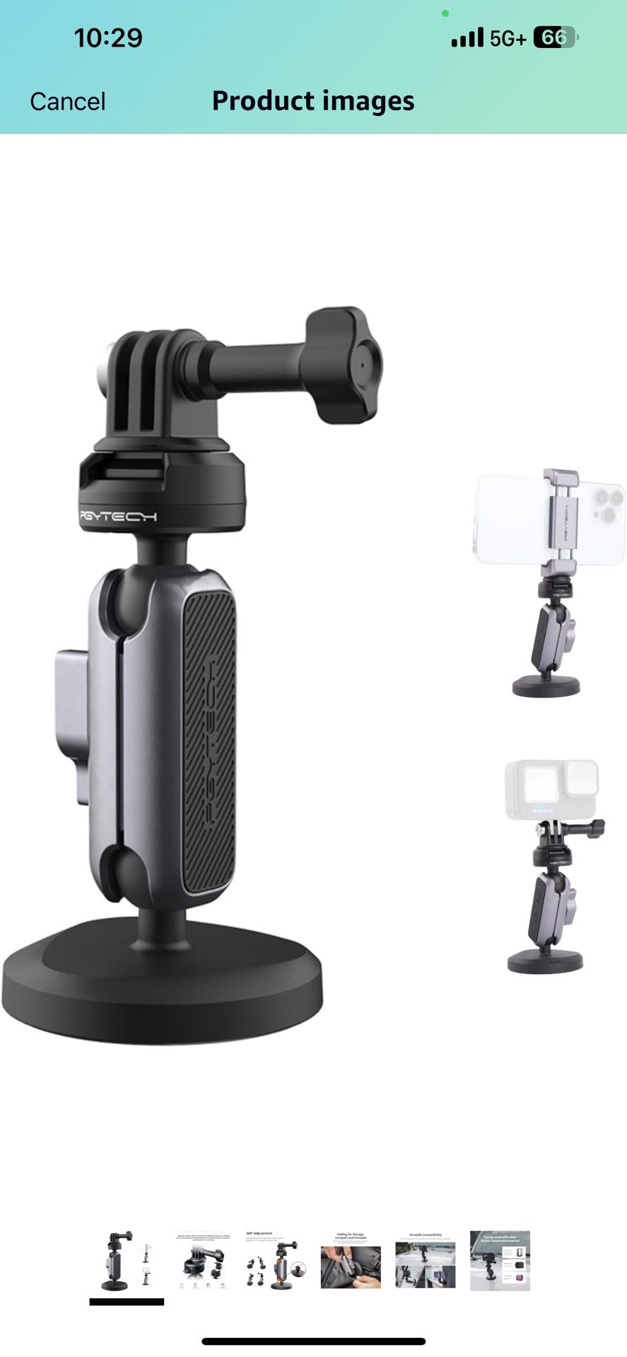 PGYTECH CapLock Magnetic Camera Mount Compatible for DJI OSMO Action4/3/2, Gopro 10/9/8, OSMO Pocket 2, Insta360, Double Ball Head Mechanism with 1/4"