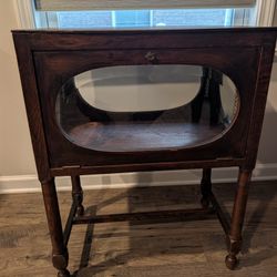 Antique Case With Beveled Glass Doors