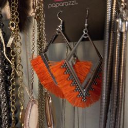 Paparazzi Orange Fringe fashion earrings 