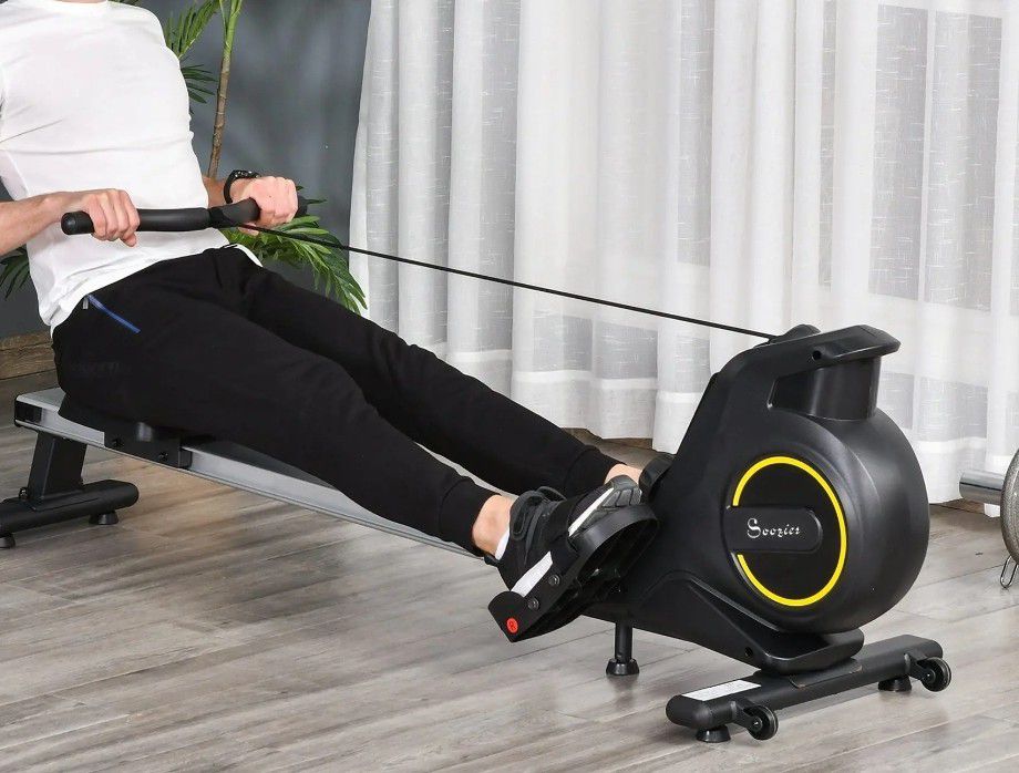 Soozier Magnetic Rowing Machine Adjustable Resistance Rower with LCD Digital

