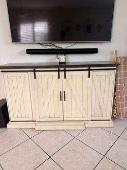 Farmhouse Electric Fireplace TV Stand with Barn Doors