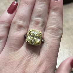 Yellow Cubic Zirconia Ring 