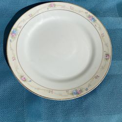 Noritake Hand Painted Salad Plate 7.5” Pink & Blue Roses