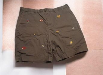 NWT Polo Ralph Lauren Mens Embroidered Football Classic Fit 9'' Shorts Gray Men's Size 38
