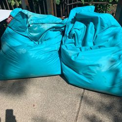 Pair of Teal Fatboy oversized Bean Bag Chairs