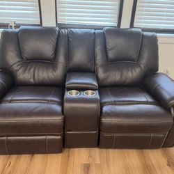 Leather Reclining Sofa 