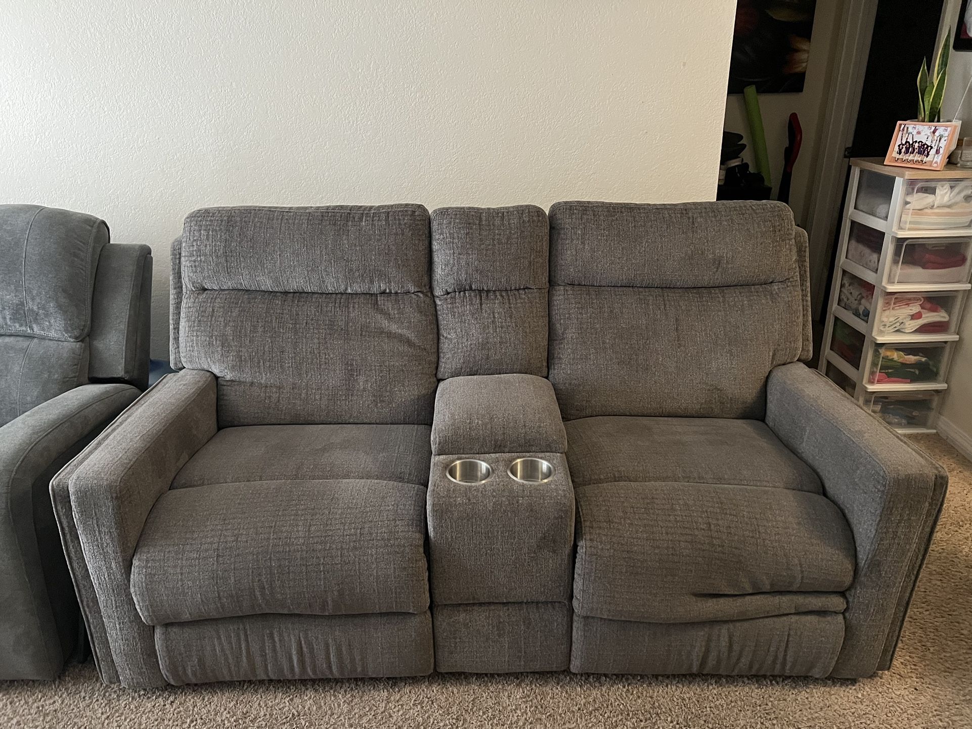 2-seated Reclinable Couch With Charging Station