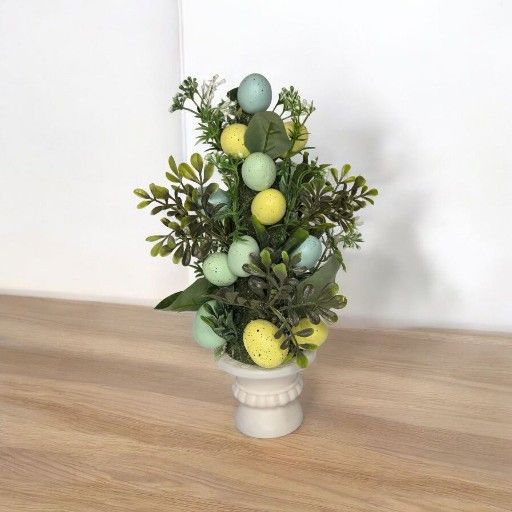 Speckled Green and Yellow Easter Egg Topiary Tree Decor