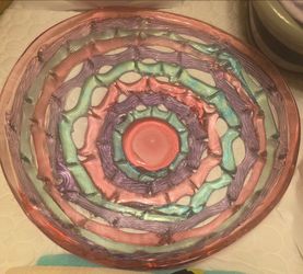 Beautiful Large  Hand Blown Glass Bowl Center piece