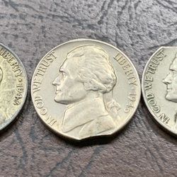 (3) Jefferson Nickel Clipped Planchet Errors