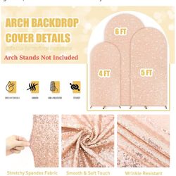 ARCH NOT INCLUDED arch Backdrop Cover Set Of 3 (4ft,5ft,6ft) / 3 Fundas De Arco (4ft,5ft,6ft) De Lentejuelas