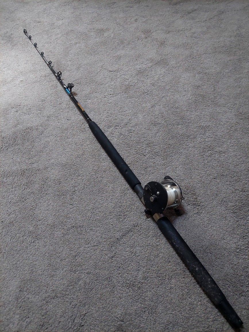 Saltwater Fishing Pole Shakespeare Tidewater Penn Peer No. 309 Deep Sea Fishing Reel Vintage