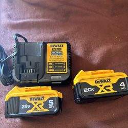 New Battery 20V - Max XR / Premium Lithium -Ion 5.0Ah And 4.0Ah W Charger All Is Brand New / Pickup Only 